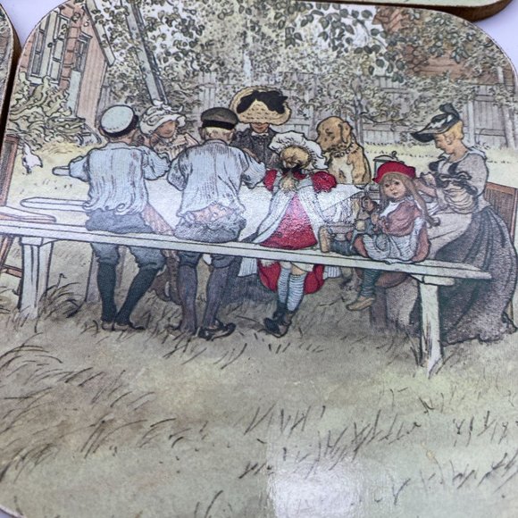 Keller Charles of Philadelphia drink coaster set made Canada Victorian picnic - Picture 5 of 7